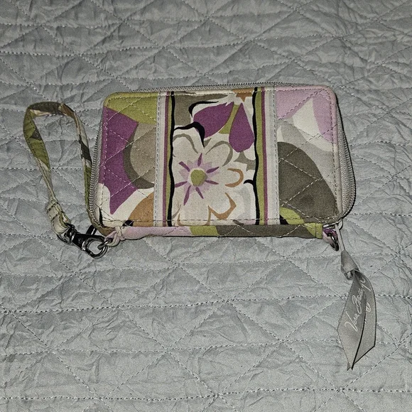 Vera Bradley Purple and Green Floral Wristlet - Picture 2 of 7